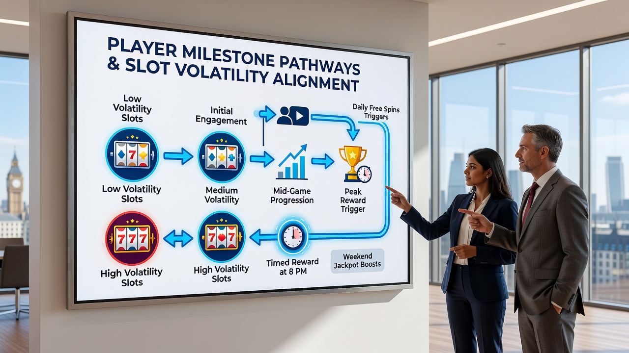 Infographic illustrating alignment between slot volatility categories and timed reward mechanisms on UK casino sites