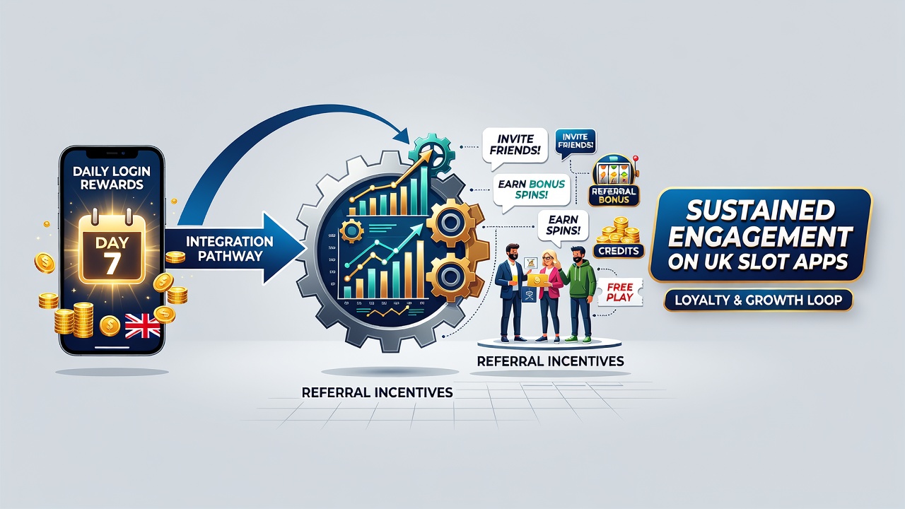 Chart displaying engagement metrics for referral and login reward integrations on mobile slot apps