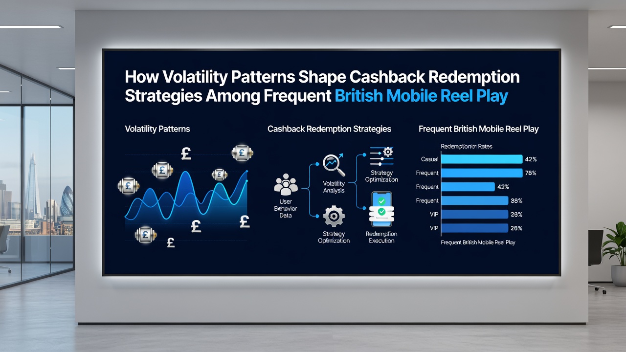 Mobile screen displaying cashback redemption options alongside volatility statistics for UK slot players
