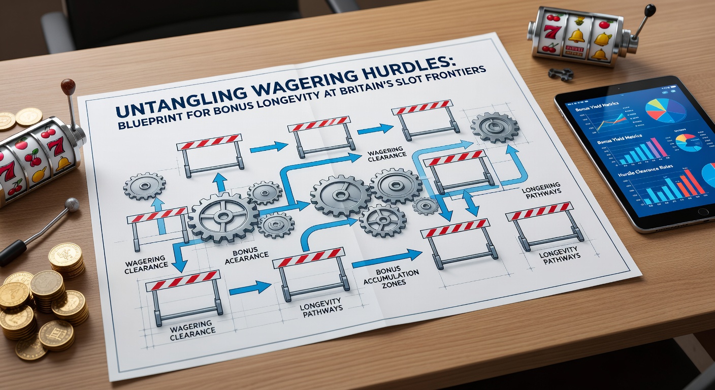 Infographic timeline showing bonus wagering progress bars filling over days, with icons for strategy tips in UK slot environments